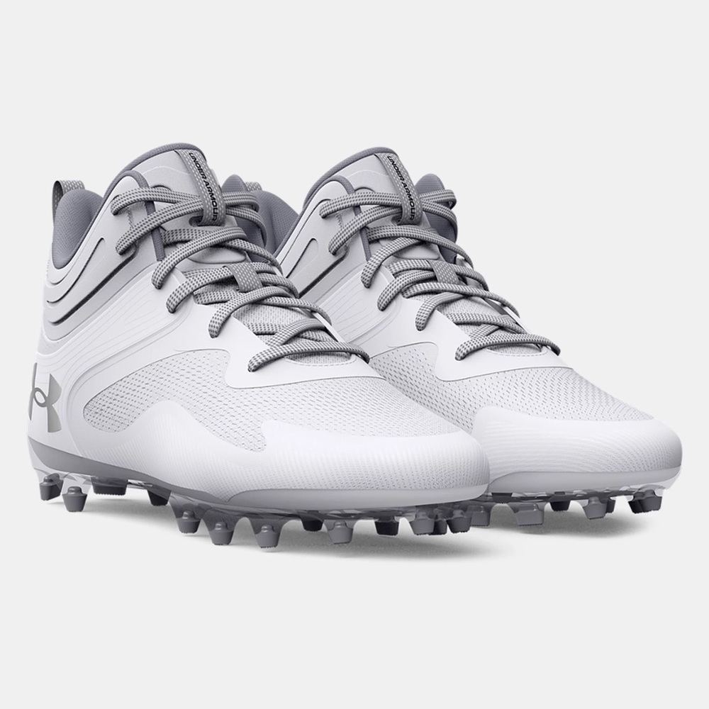 Men's Under Armour UA Command MC Mid Lacrosse Cleats White Size 9 NWT